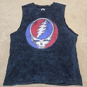 Grateful Dead Steal Your Face Muscle Tank Top Mens Size XL Distressed Retro 70's